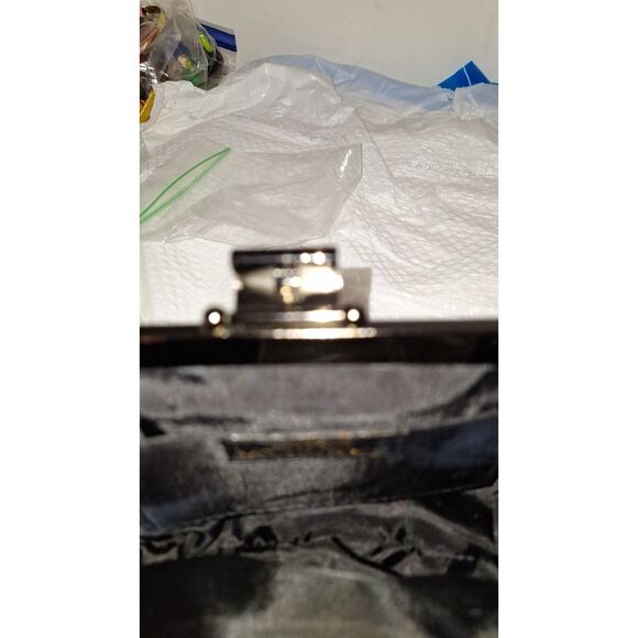 A Jessica McClintock Women's Evening Bag Black Satin Chain Handle Elegant - Picture 9 of 11